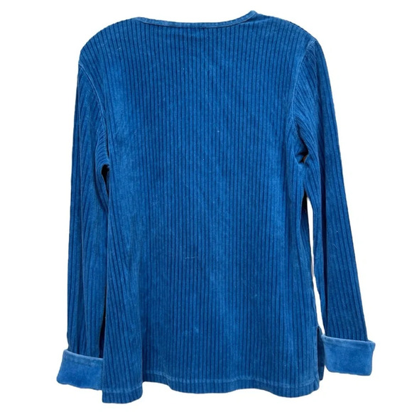 DRAPR'S & DAMON'S Blue Long Sleeve Women's Top Size Small - Picture 2 of 3